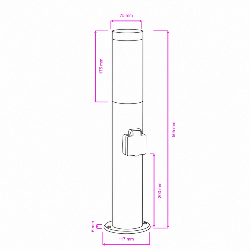 BRILAGI - Lampă LED reglabilă pentru exterior cu priză integrată ELIA 1xE27/6W/230V 2700-6500K IP44 Wi-Fi 50 cm crom mat