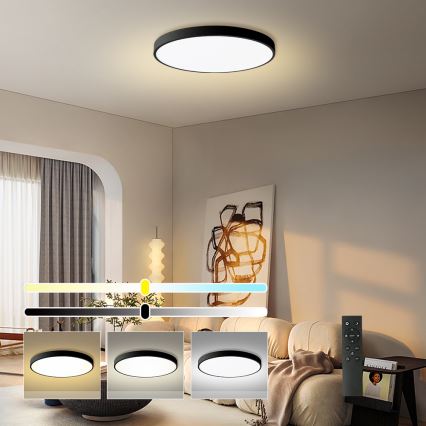 Brilagi - Plafonieră LED dimerizabilă POOL SMART, 180W, 230V, 3000–6000K, Ø 120 cm, Wi‑Fi Tuya, negru + telecomandă