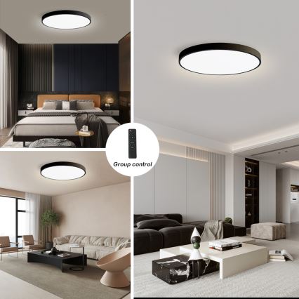 Brilagi - Plafonieră LED dimerizabilă POOL SMART, 180W, 230V, 3000–6000K, Ø 120 cm, Wi‑Fi Tuya, negru + telecomandă