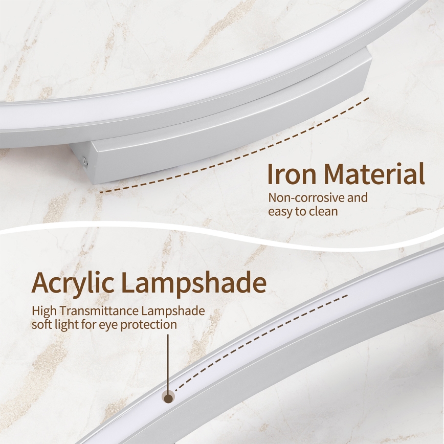 Brilagi - Plafonieră LED dimmabilă PORTOFINO, 60W, 230V, 3000–6000K, diametru 80 cm, argintie + telecomandă