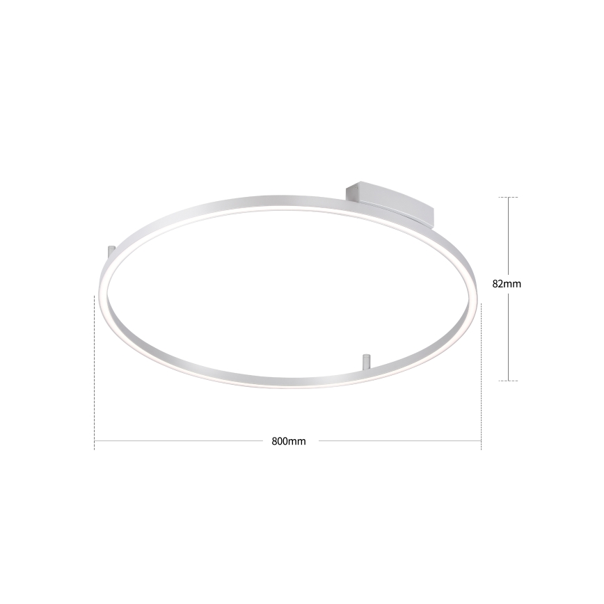 Brilagi - Plafonieră LED dimmabilă PORTOFINO, 60W, 230V, 3000–6000K, diametru 80 cm, argintie + telecomandă