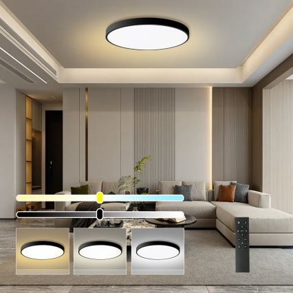 Brilagi - Lampă de tavan LED dimabilă POOL SMART, 128 W, 230 V, 3000–6000 K, Ø100 cm, Wi‑Fi Tuya, neagră + telecomandă