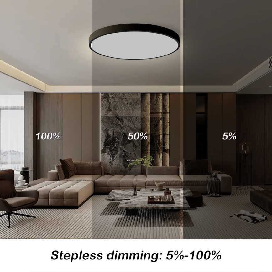 Brilagi - Lampă de tavan LED dimabilă POOL SMART, 128 W, 230 V, 3000–6000 K, Ø100 cm, Wi‑Fi Tuya, neagră + telecomandă