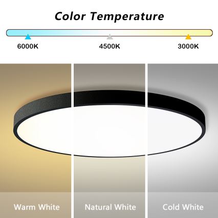 Brilagi - Lampă de tavan LED dimabilă POOL SMART, 128 W, 230 V, 3000–6000 K, Ø100 cm, Wi‑Fi Tuya, neagră + telecomandă