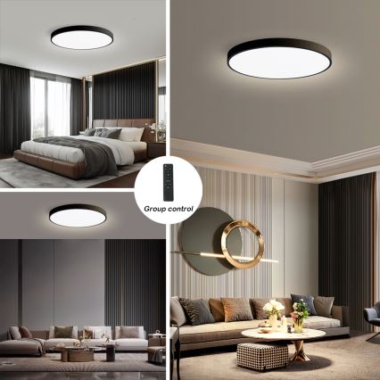 Brilagi - Lampă de tavan LED dimabilă POOL SMART, 128 W, 230 V, 3000–6000 K, Ø100 cm, Wi‑Fi Tuya, neagră + telecomandă