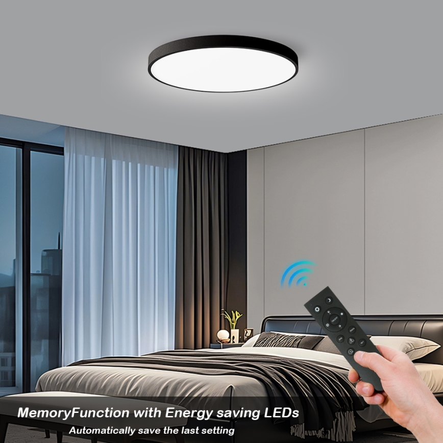 Brilagi - Lampă de tavan LED dimabilă POOL SMART, 128 W, 230 V, 3000–6000 K, Ø100 cm, Wi‑Fi Tuya, neagră + telecomandă