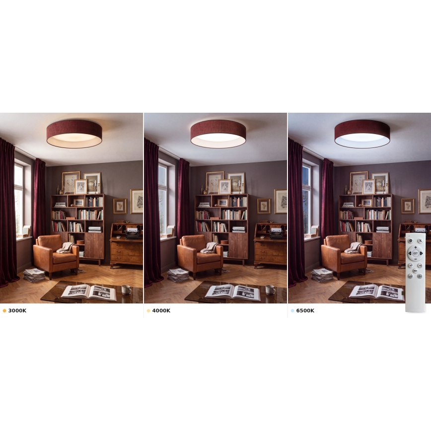 Brilagi - Plafonieră LED dimabilă VELVET SMART VARI LED/36W/230V 3000–6500K Ø 55 cm bordo + telecomandă