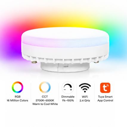 Brilagi - Lampă de perete LED RGB+CCT dimmabilă AURA LUX 1xGX53/14W/230V 2700-6500K Wi-Fi Tuya negru/fumuriu