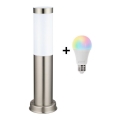 Brilagi - Lampă LED RGBW dimabilă pentru exterior, soclu 1xE27, 9W, 230V, 2700-6500K, IP44, 40 cm, crom mat