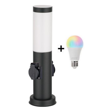 Brilagi - Lampă LED RGBW dimmabilă pentru exterior, cu 2 prize, 1xE27/9W/230V, 2700-6500K, IP44, 40 cm, neagră