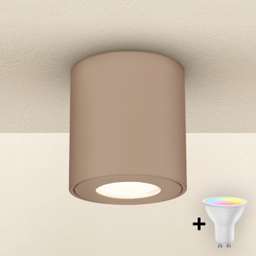 Brilagi - Lampă LED RGBW MIA reglabilă pentru baie 1xGU10/4,8W/230V 3000K 84x80 mm bej IP54 + telecomandă