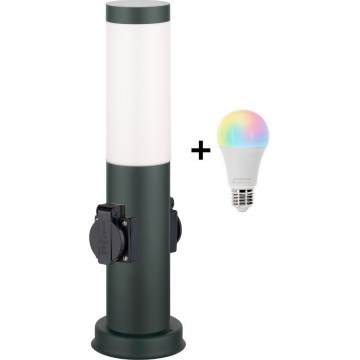 Brilagi - Lampă LED RGBW reglabilă de exterior, cu 2 prize, 1xE27/15W/230V, 2700-6500K, IP44, 40 cm, antracit