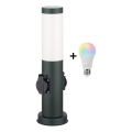 Brilagi - Lampă LED RGBW reglabilă de exterior, cu 2 prize, 1xE27/9W/230V, 2700-6500K, IP44, 40 cm, antracit