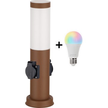 Brilagi - Lampă LED RGBW reglabilă pentru exterior, cu 2 socluri, 1xE27/15W/230V, 2700-6500K, IP44, 40 cm, maro