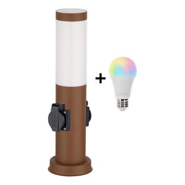 Brilagi - Lampă LED RGBW reglabilă pentru exterior, cu 2 socluri, 1xE27/9W/230V, 2700-6500K, IP44, 40 cm, maro