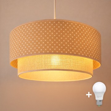 Brilagi - Lampă LED suspendată pe cablu BOHO BOBO, 1xE27/60W/230V, Ø 40 cm, cu buline, bej/crem