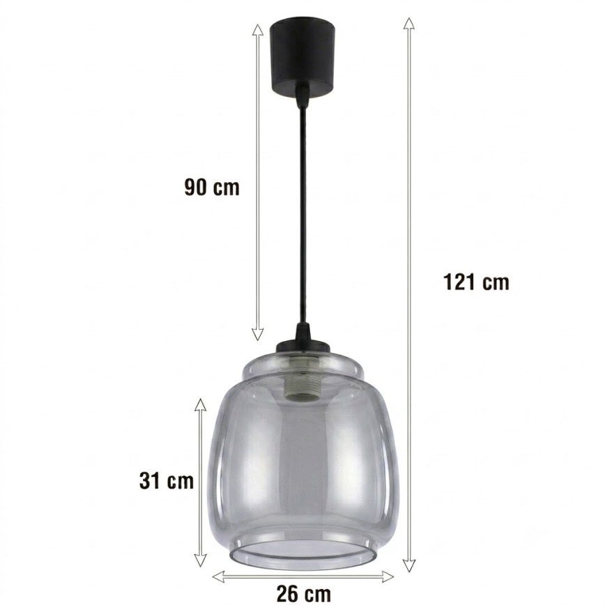 Brilagi - Lustră LED suspendată pe cablu RETRO GLASS 1xE27/60W/230V Ø 26 cm negru/gri fumuriu