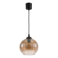 Brilagi - Lampă LED suspendată pe cablu RETRO GLASS 1xE27/60W/230V Ø 18 cm negru/maro fumuriu
