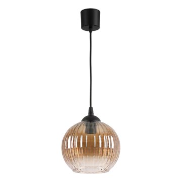 Brilagi - Lampă LED suspendată pe cablu RETRO GLASS 1xE27/60W/230V Ø 18 cm negru/maro fumuriu