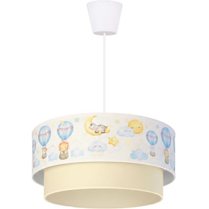 Brilagi - Lampă LED suspendată pentru copii BOBO, 1xE27/60W/230V, Ø40 cm, alb/bej/cu motive animale