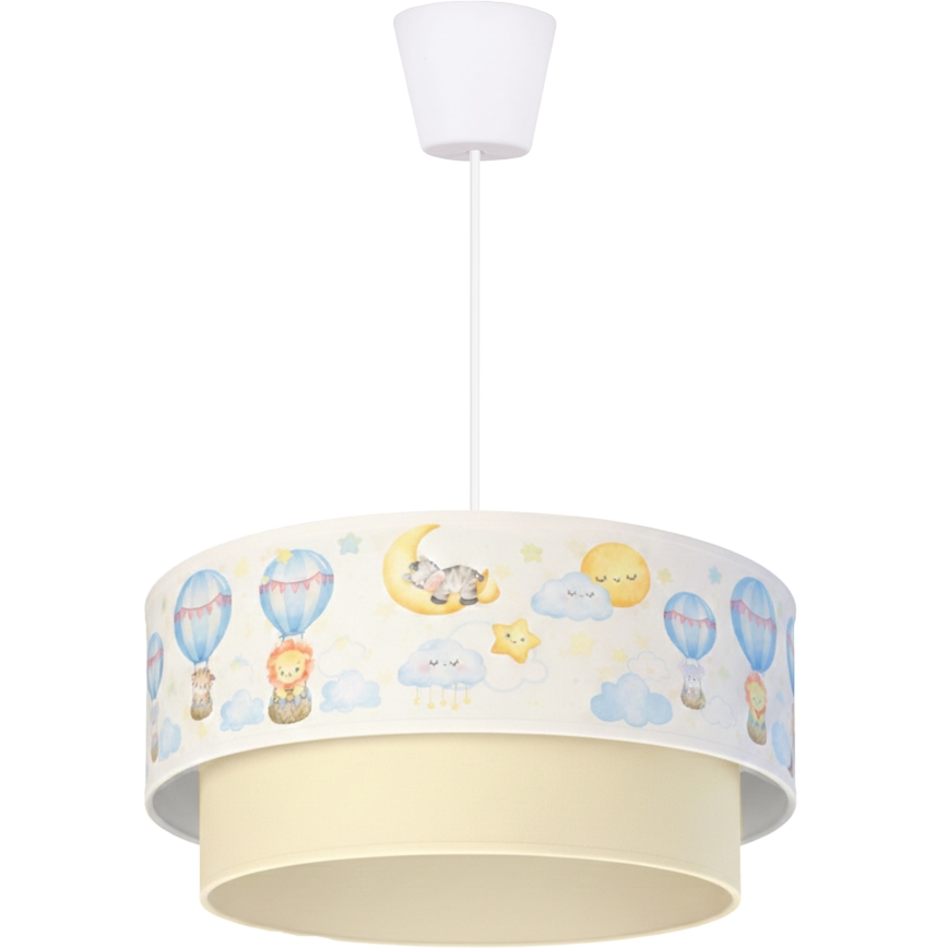 Brilagi - Lampă LED suspendată pentru copii BOBO, 1xE27/60W/230V, Ø40 cm, alb/bej/cu motive animale