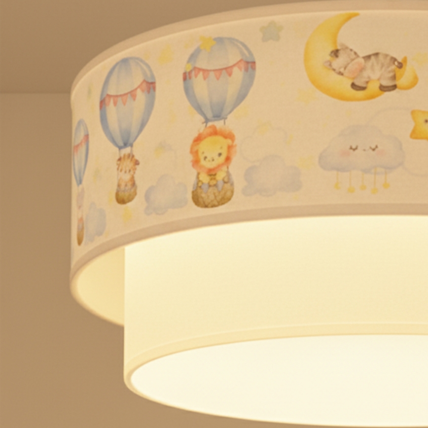Brilagi - Lampă LED suspendată pentru copii BOBO, 1xE27/60W/230V, Ø40 cm, alb/bej/cu motive animale