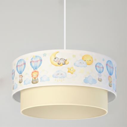 Brilagi - Lampă LED suspendată pentru copii BOBO, 1xE27/60W/230V, Ø40 cm, alb/bej/cu motive animale