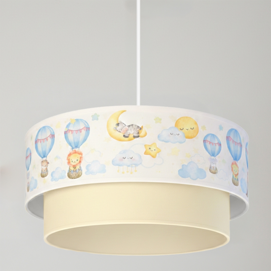 Brilagi - Lampă LED suspendată pentru copii BOBO, 1xE27/60W/230V, Ø40 cm, alb/bej/cu motive animale
