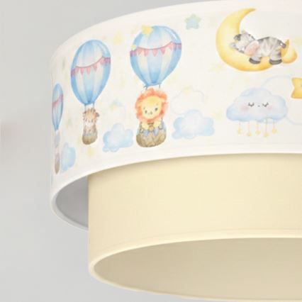 Brilagi - Lampă LED suspendată pentru copii BOBO, 1xE27/60W/230V, Ø40 cm, alb/bej/cu motive animale