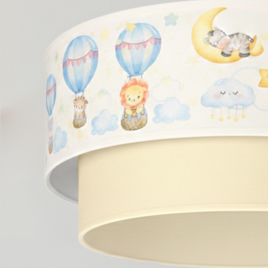 Brilagi - Lampă LED suspendată pentru copii BOBO, 1xE27/60W/230V, Ø40 cm, alb/bej/cu motive animale