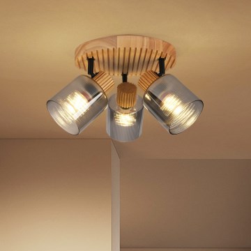 Brilagi - Lampă spot HYGGE 3xE14/15W/230V, lemn/fumuriu