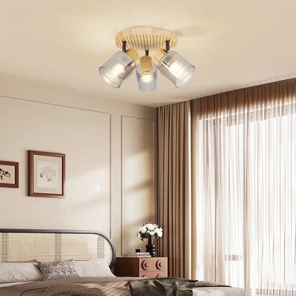 Brilagi - Lampă spot HYGGE 3xE14/15W/230V, lemn/fumuriu