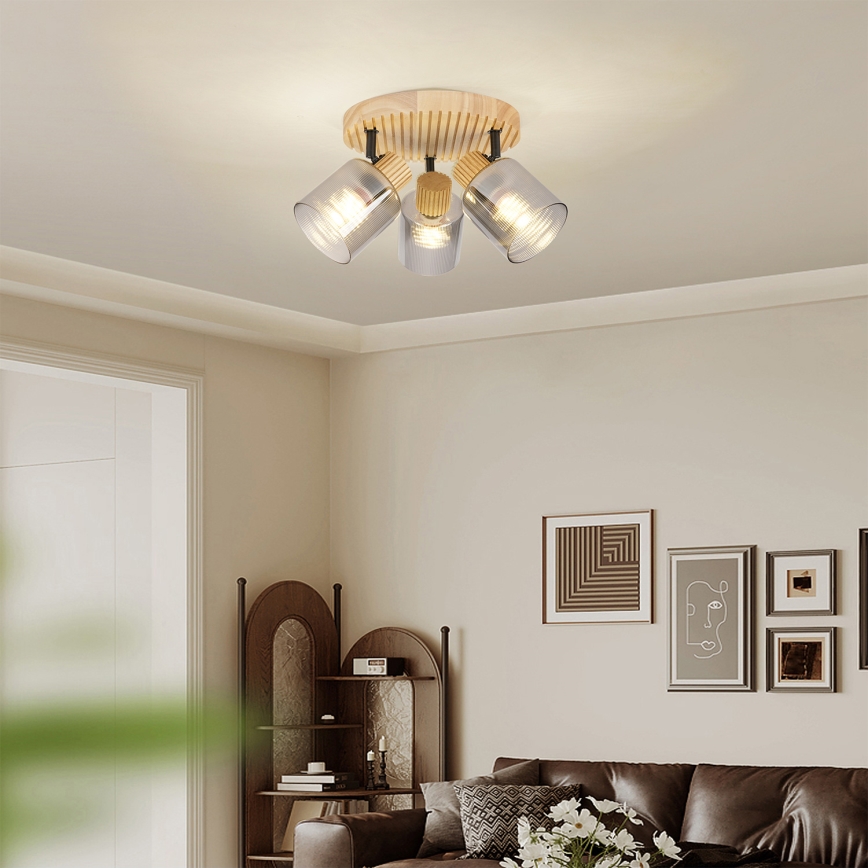 Brilagi - Lampă spot HYGGE 3xE14/15W/230V, lemn/fumuriu