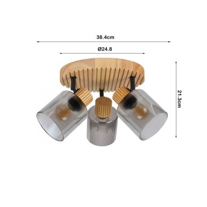 Brilagi - Lampă spot HYGGE 3xE14/15W/230V, lemn/fumuriu