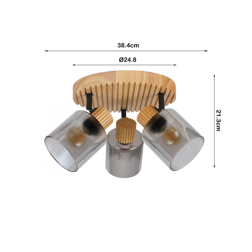 Brilagi - Lampă spot HYGGE 3xE14/15W/230V, lemn/fumuriu