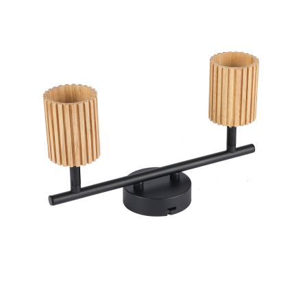 Brilagi - Lampă spot MODERN WOOD 2xGU10/8W/230V lemn de cauciuc/negru