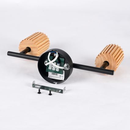 Brilagi - Lampă spot MODERN WOOD 2xGU10/8W/230V lemn de cauciuc/negru
