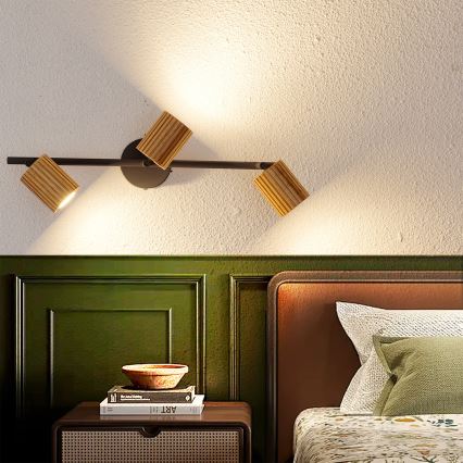 Brilagi - Lampă spot MODERN WOOD 3xGU10/8W/230V lemn/negru