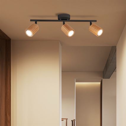 Brilagi - Lampă spot MODERN WOOD 3xGU10/8W/230V lemn/negru