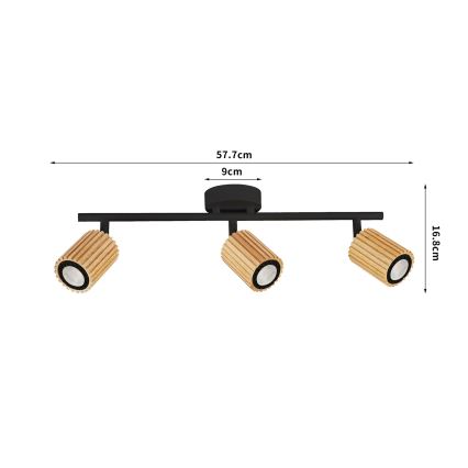 Brilagi - Lampă spot MODERN WOOD 3xGU10/8W/230V lemn/negru