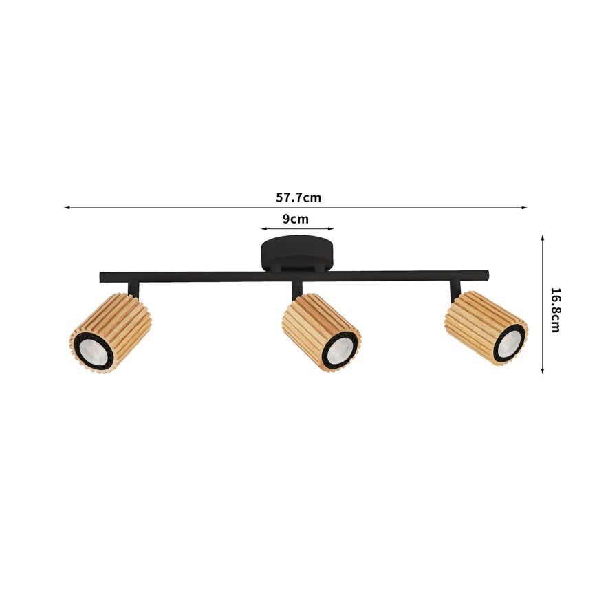 Brilagi - Lampă spot MODERN WOOD 3xGU10/8W/230V lemn/negru