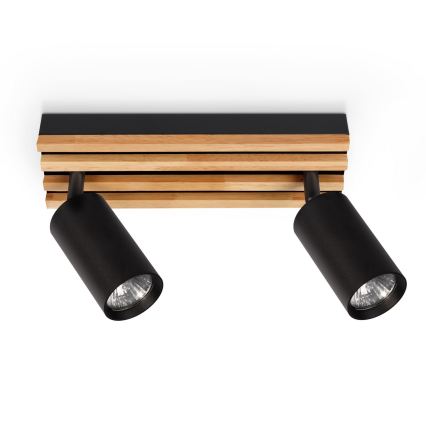 Brilagi - Lampă spot SELE WOOD 2xGU10/30W/230V negru/lemn