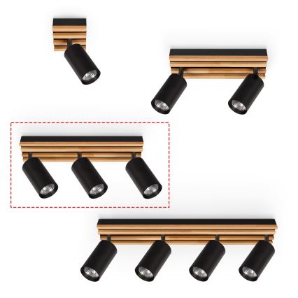 Brilagi - Lampă spot SELE WOOD 3xGU10/30W/230V negru/lemn