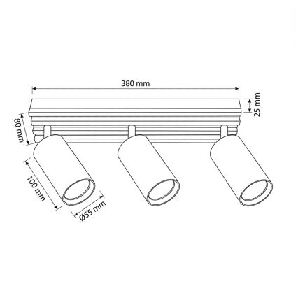Brilagi - Lampă spot SELE WOOD 3xGU10/30W/230V negru/lemn