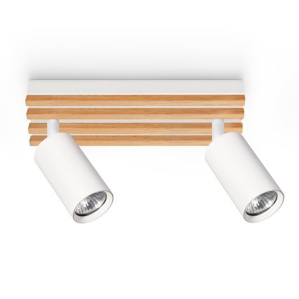 Brilagi - Lampă spot SELE WOOD ACOUSTIC 2xGU10/30W/230V alb/lemn