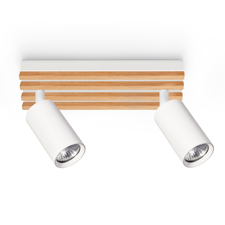 Brilagi - Lampă spot SELE WOOD ACOUSTIC 2xGU10/30W/230V alb/lemn