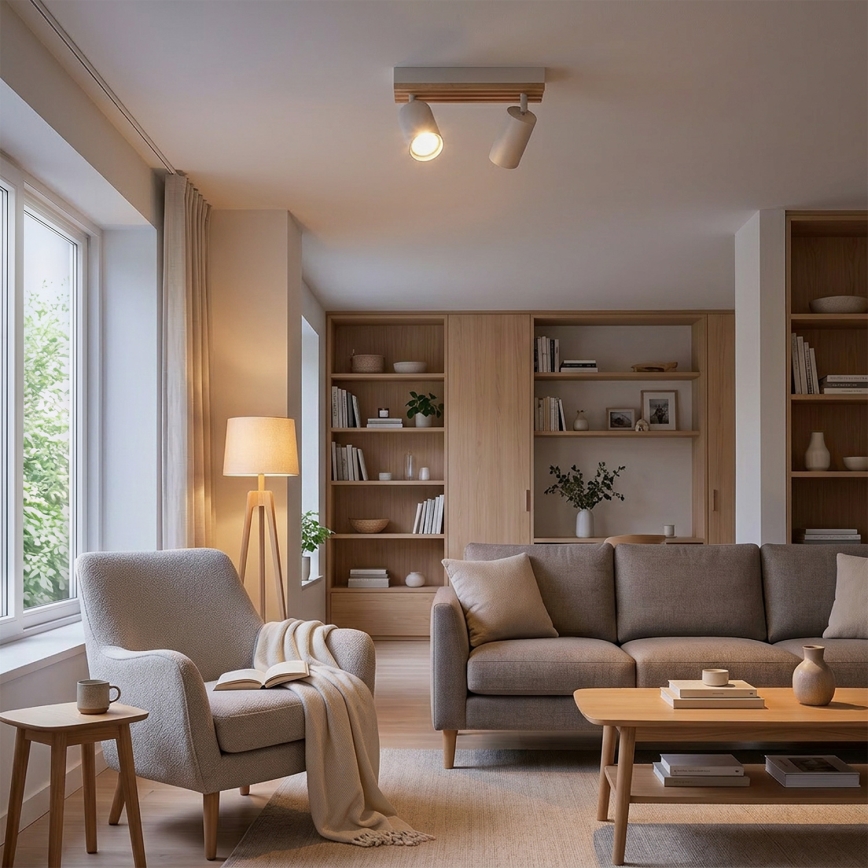 Brilagi - Lampă spot SELE WOOD ACOUSTIC 2xGU10/30W/230V alb/lemn