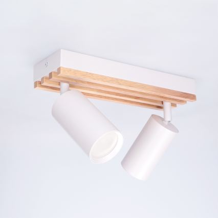 Brilagi - Lampă spot SELE WOOD ACOUSTIC 2xGU10/30W/230V alb/lemn