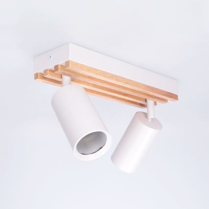 Brilagi - Lampă spot SELE WOOD ACOUSTIC 2xGU10/30W/230V alb/lemn