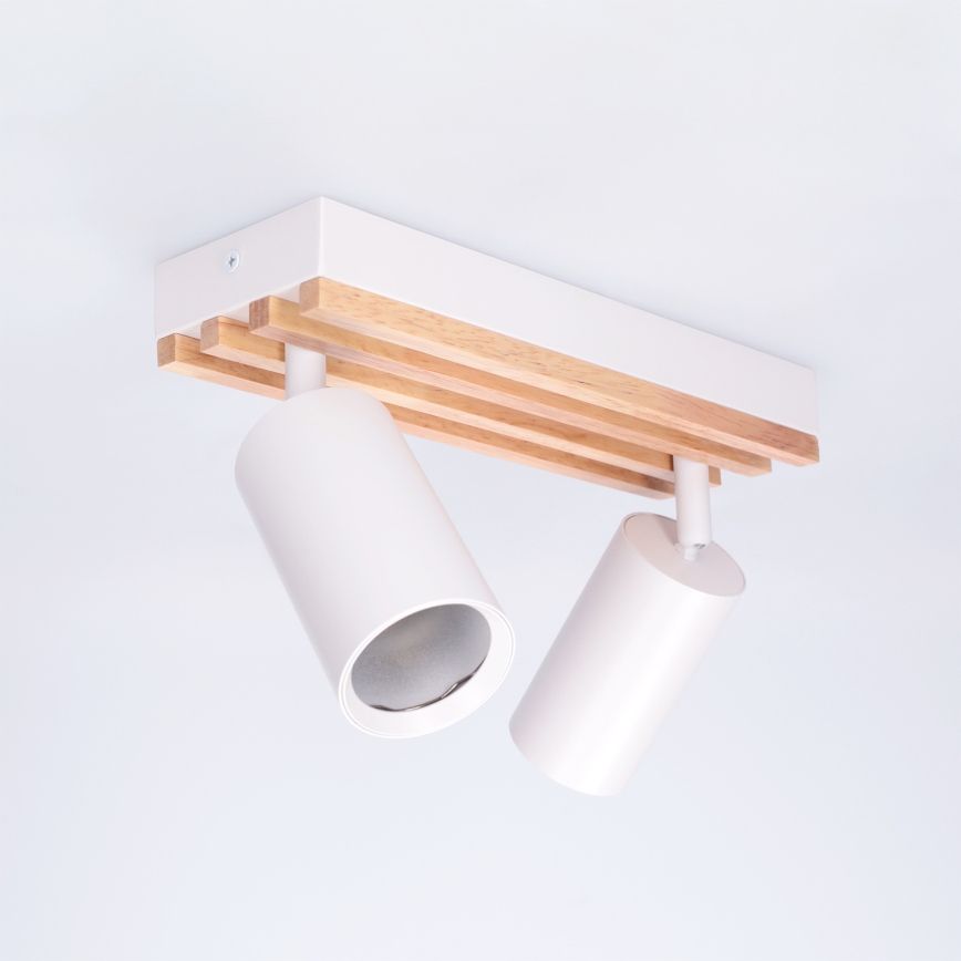 Brilagi - Lampă spot SELE WOOD ACOUSTIC 2xGU10/30W/230V alb/lemn